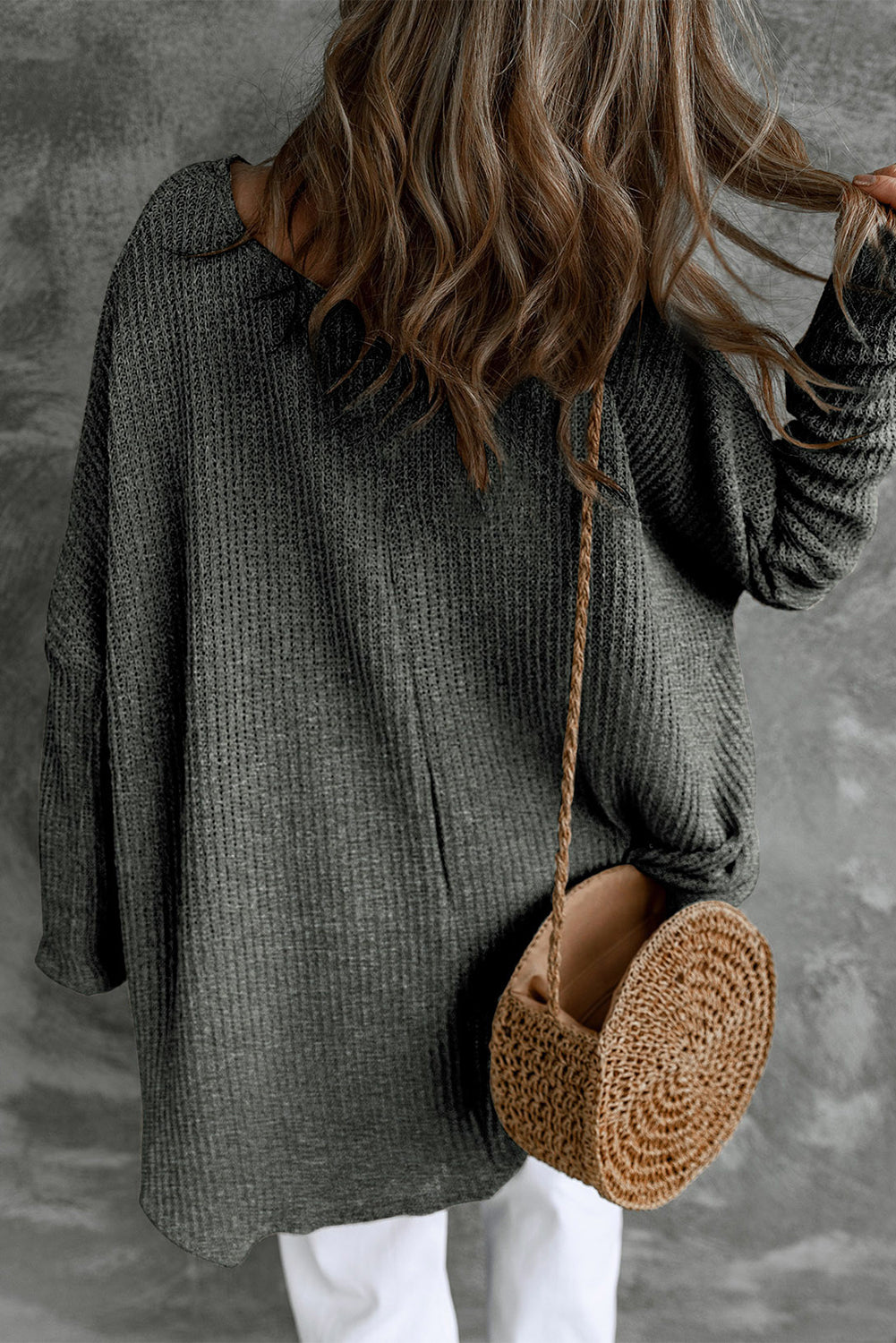 Bonbon Slouchy Dolman Sleeve High Low Sweater