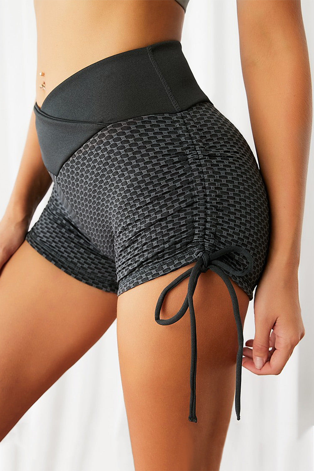Side Drawstring Anti Cellulite High Waist Scrunch Butt Lift Shorts