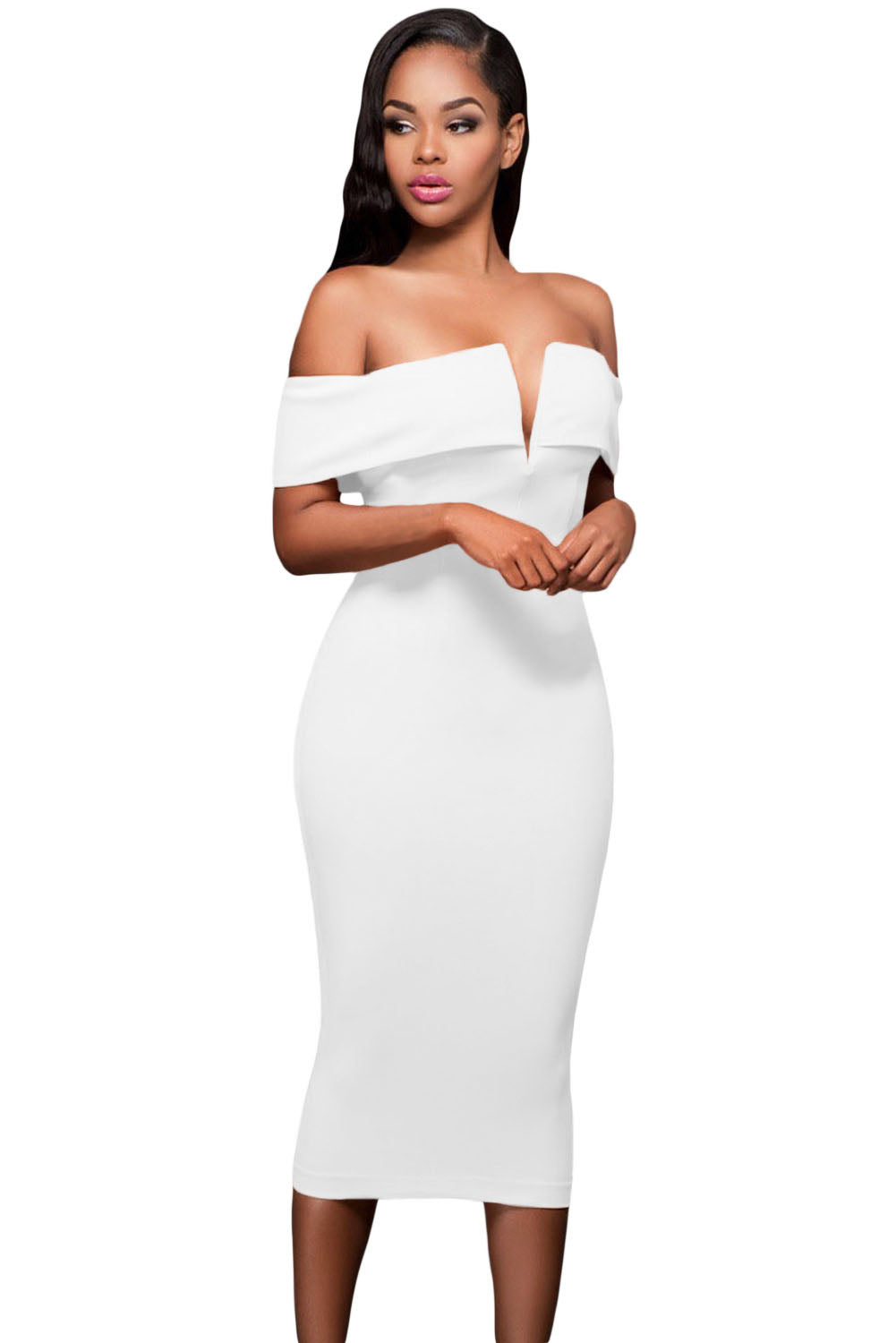 Rose Off-the-shoulder Midi Dress