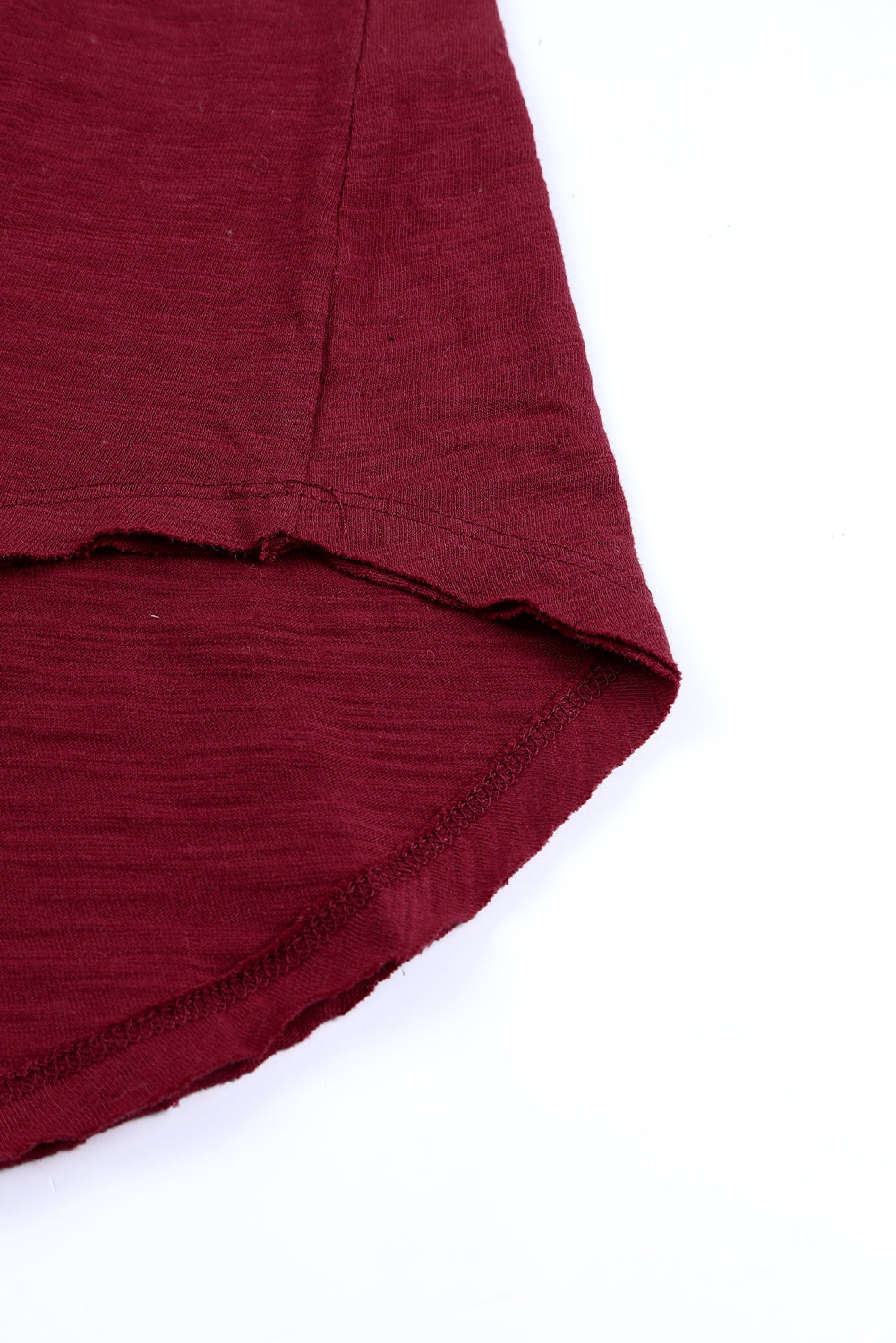 Red Solid Crew Neck Long Sleeve Top