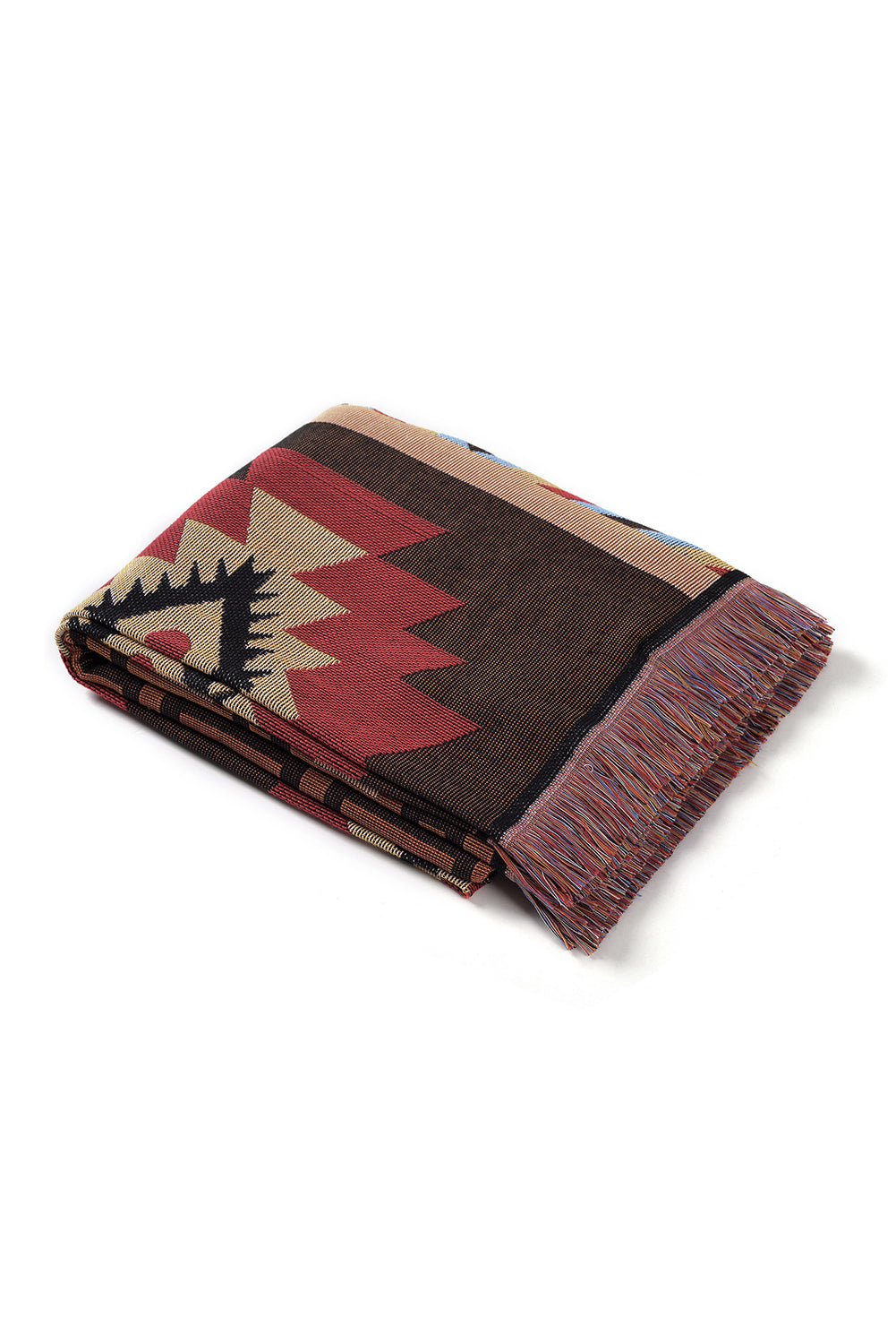 Ruby Western Pattern Tasseled Large Blanket 160*130cm