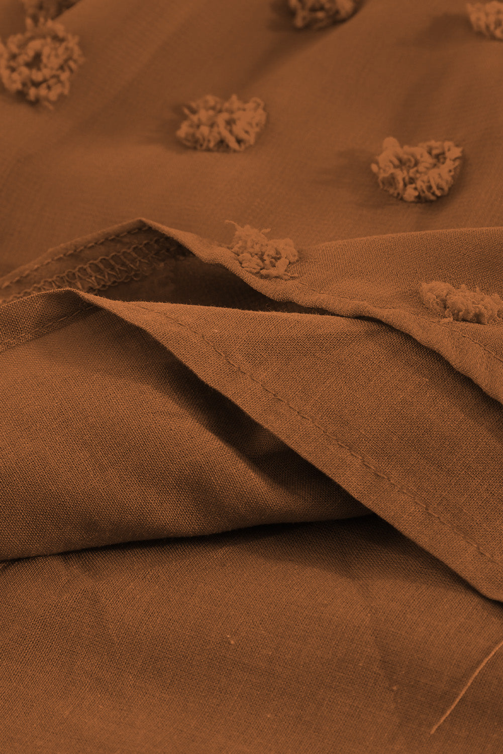 Black Swiss Dot Split Neck Ruffle Babydoll Blouse