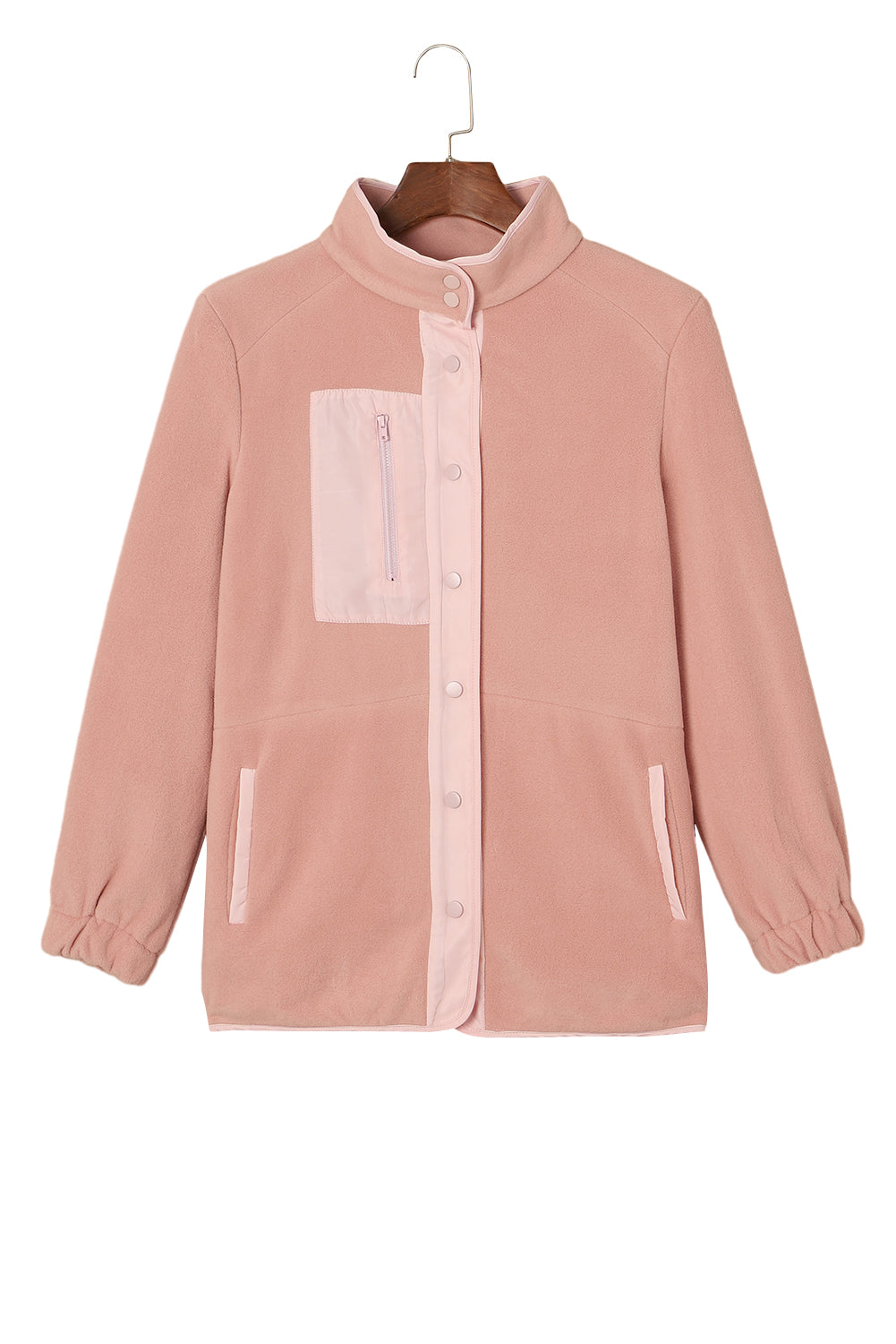 Orchid Petal Sherpa Contrast Trim Zipped Pocket Jacket