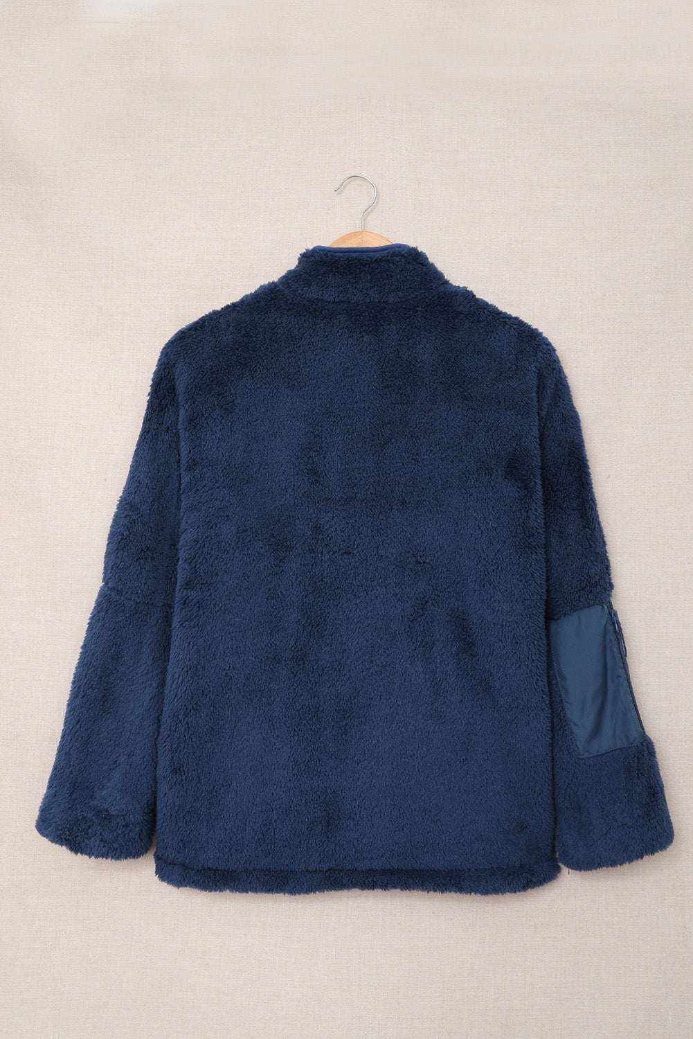 Gray Zip Up Sherpa Coat with Pocket