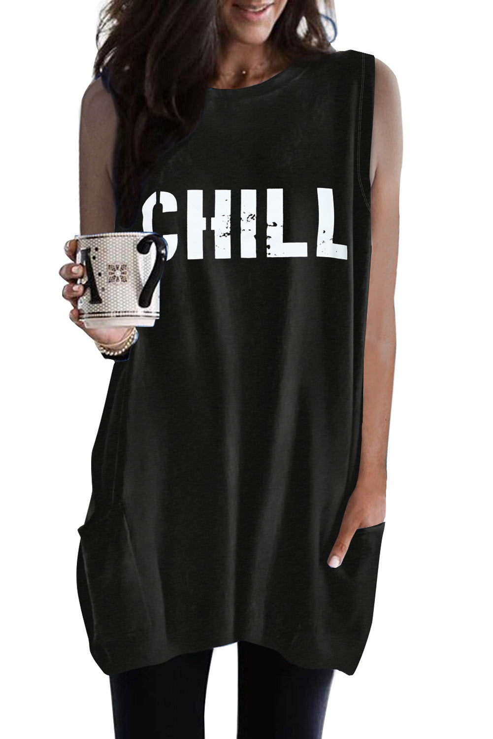 Stay golden Letters Graphic Tank with Pockets