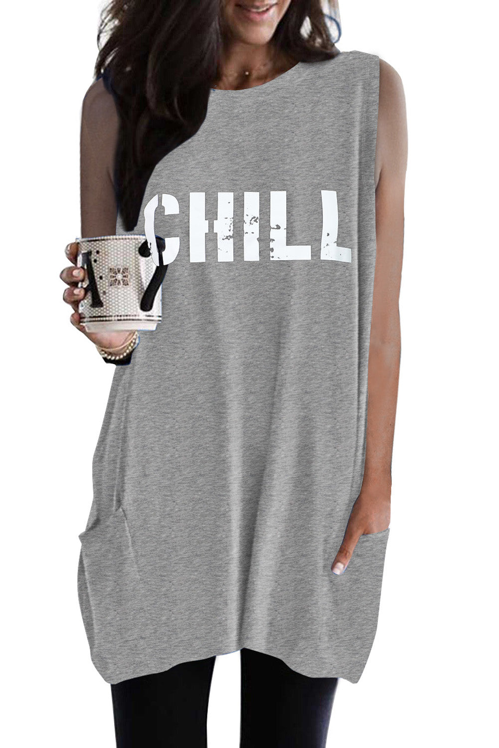 Stay golden Letters Graphic Tank with Pockets