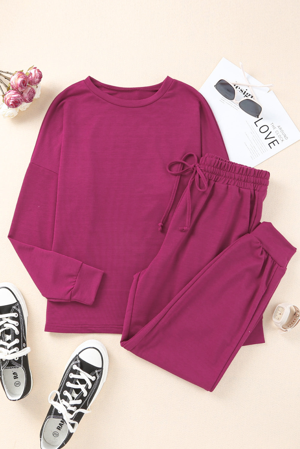 Blank Apparel - Gray Long Sleeve Pullover and Jogger Pants Lounge Set