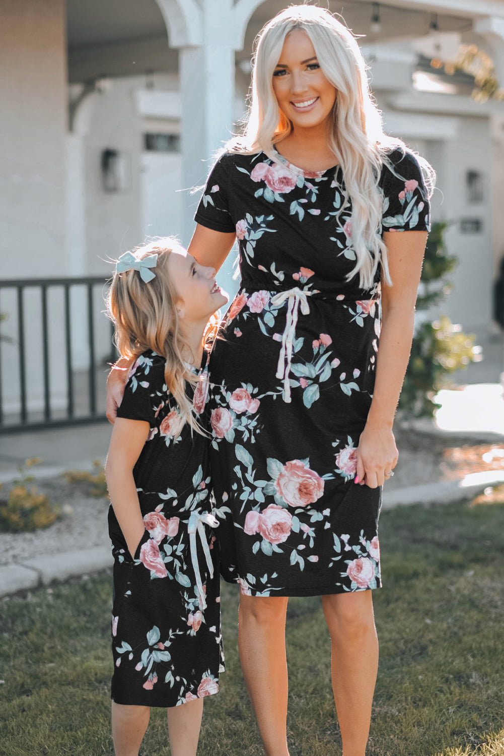 Leopard Short Sleeve Pocketed Drawstring Casual Dress