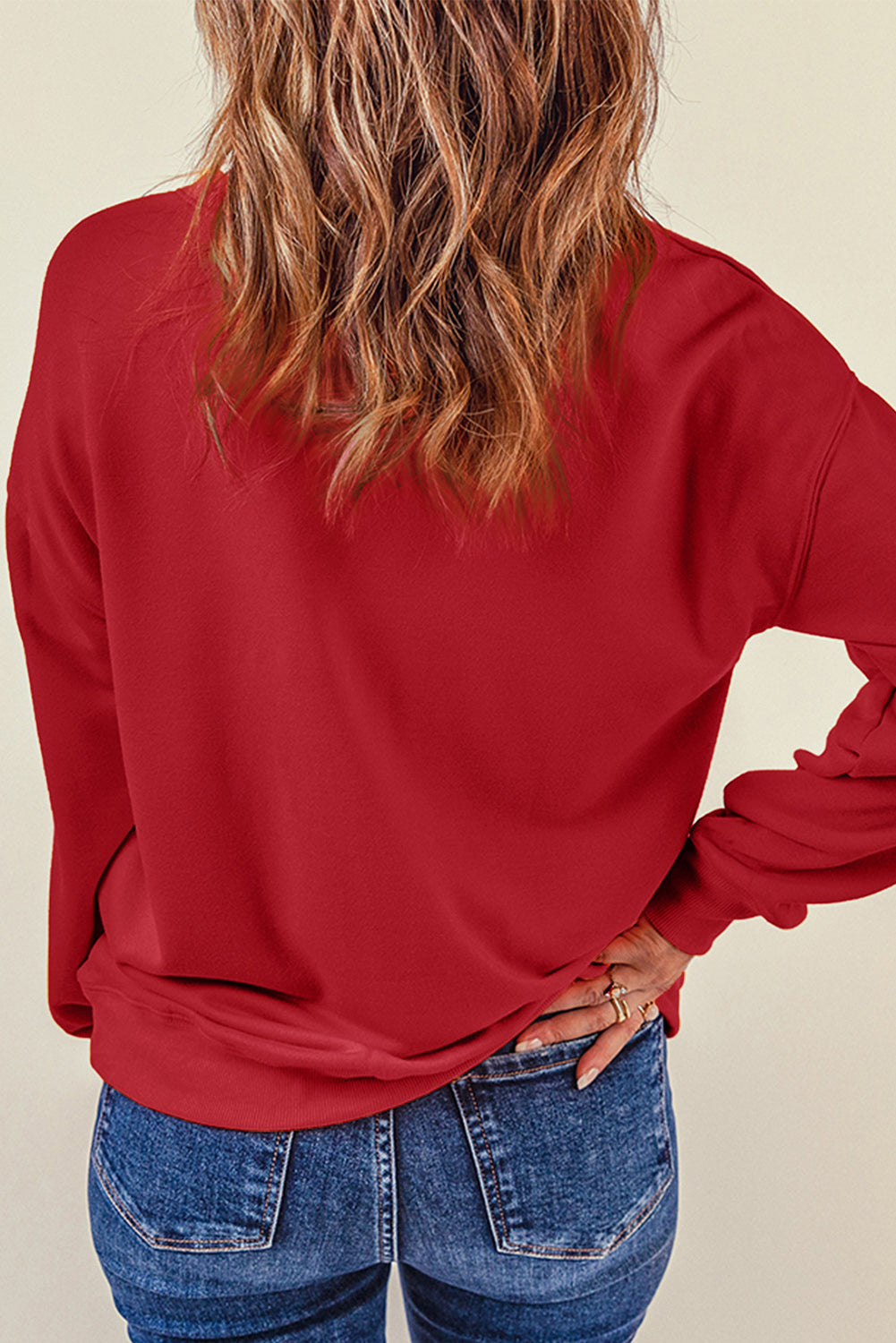 Red Christmas Tree Pattern Crewneck Pullover Sweatshirt