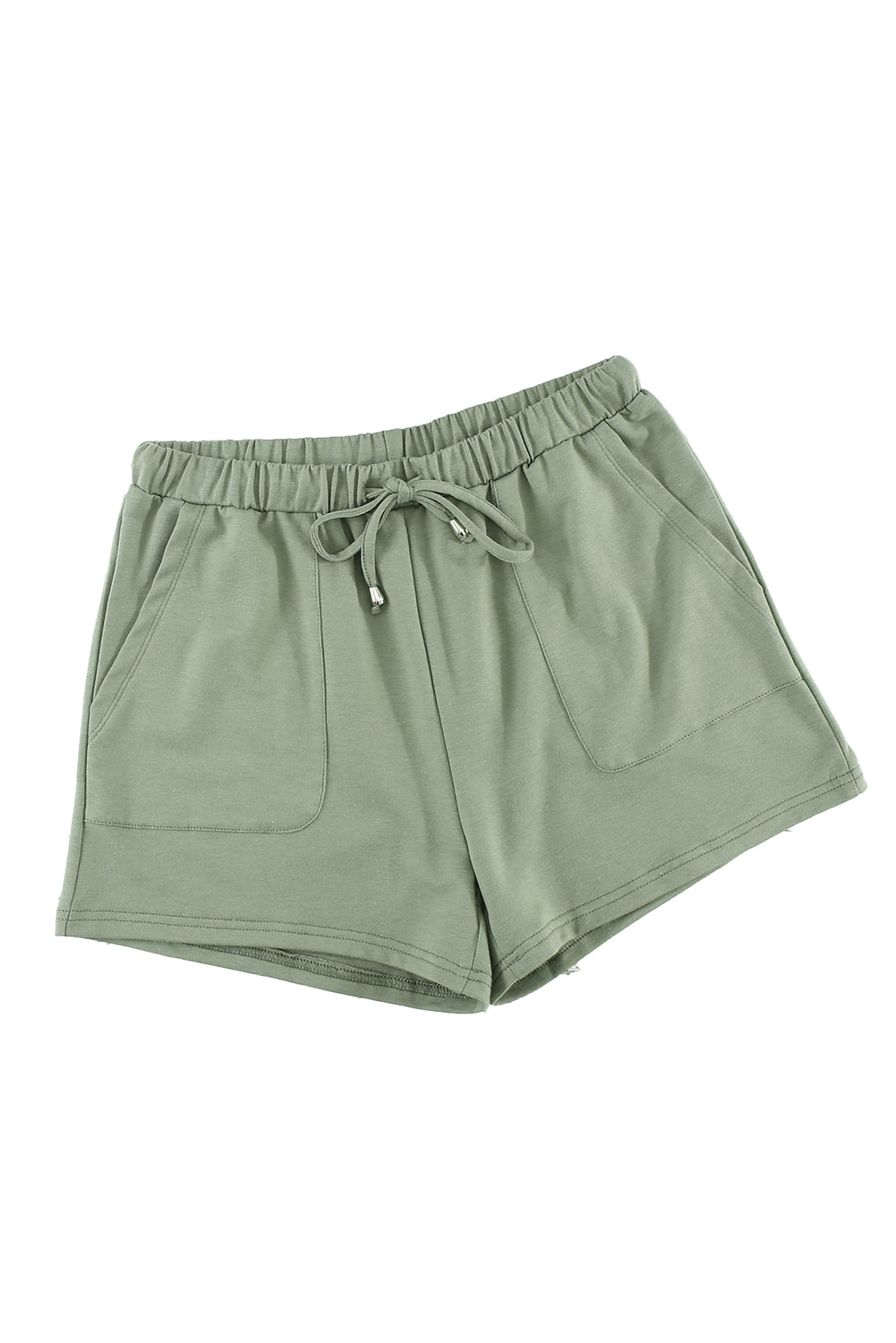 Black Drawstring Elastic Waist Pocketed Shorts
