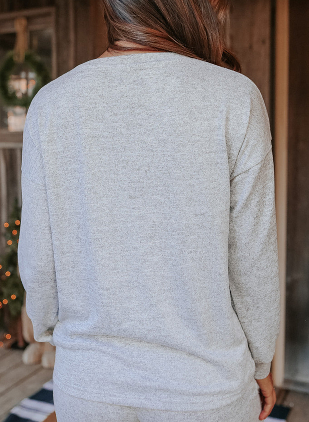 Blank Apparel - Gray Long Sleeve Pullover and Jogger Pants Lounge Set