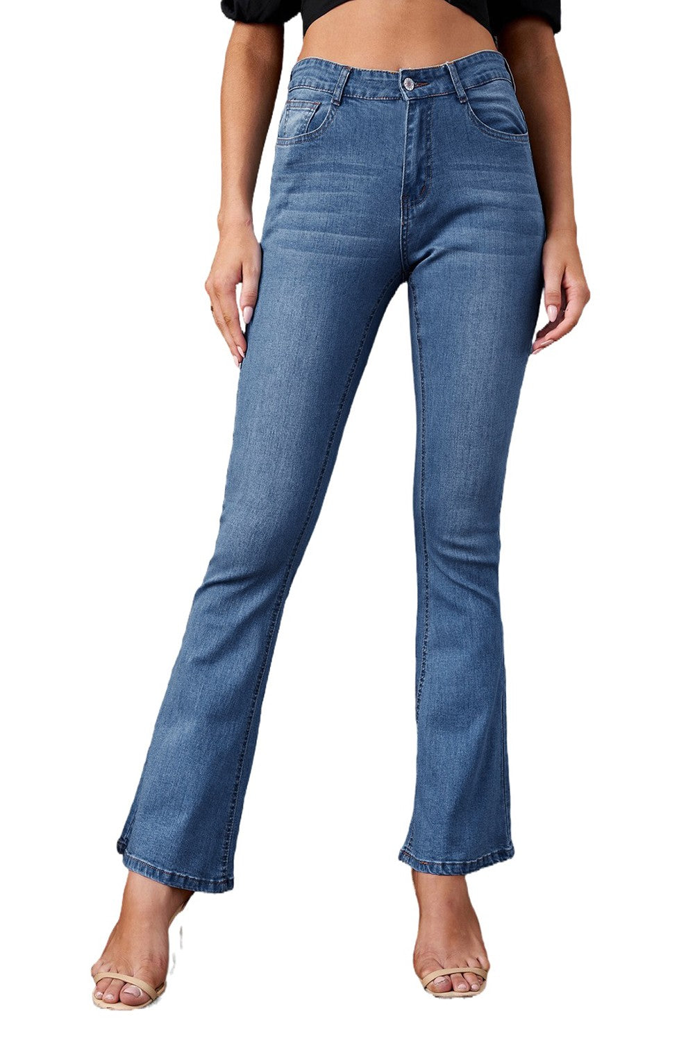 Medium Blue Wash Vintage Wide Leg Jeans