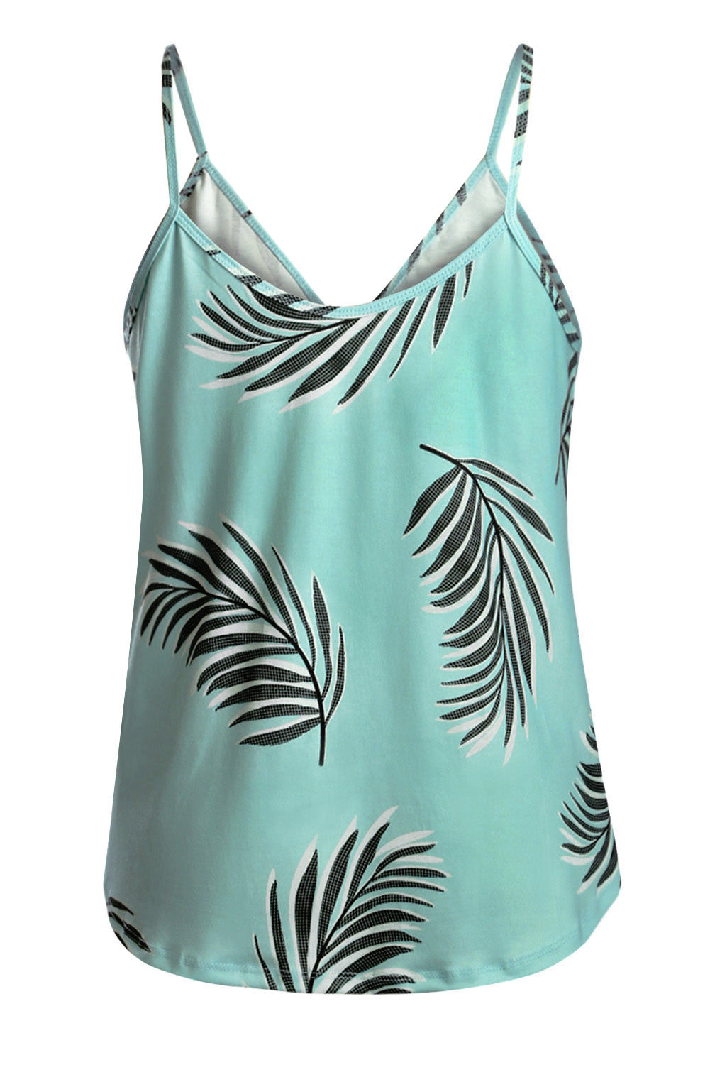 Green Tropical Plant Print Tank Top