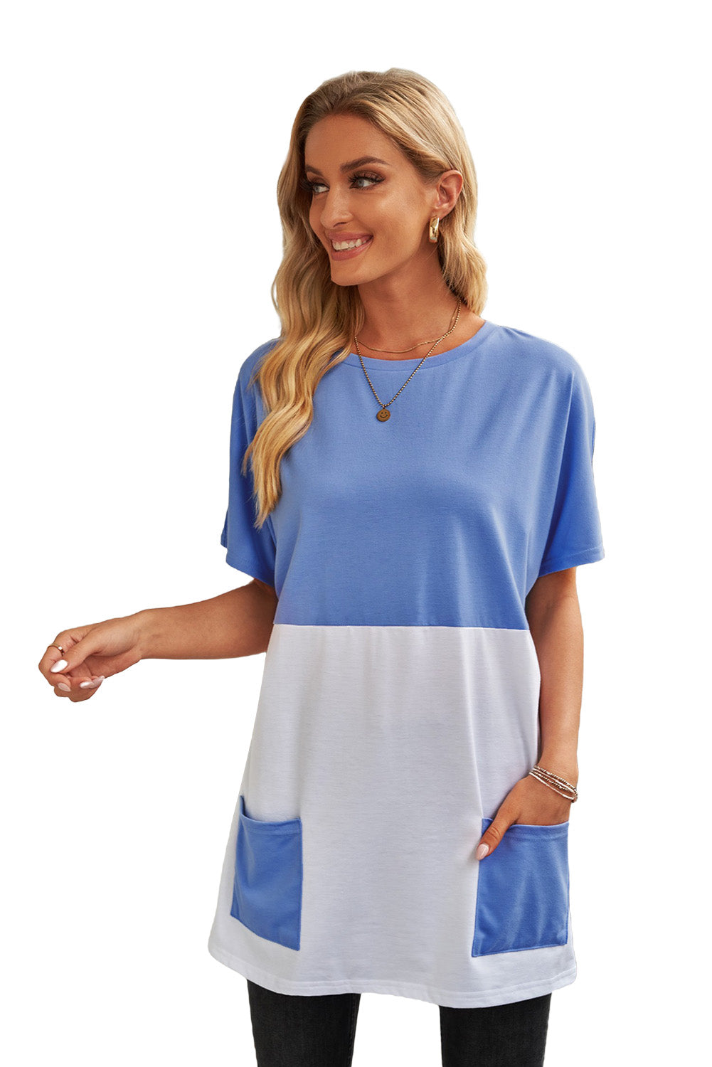 Rose Colorblock Pocketed Mini Dress