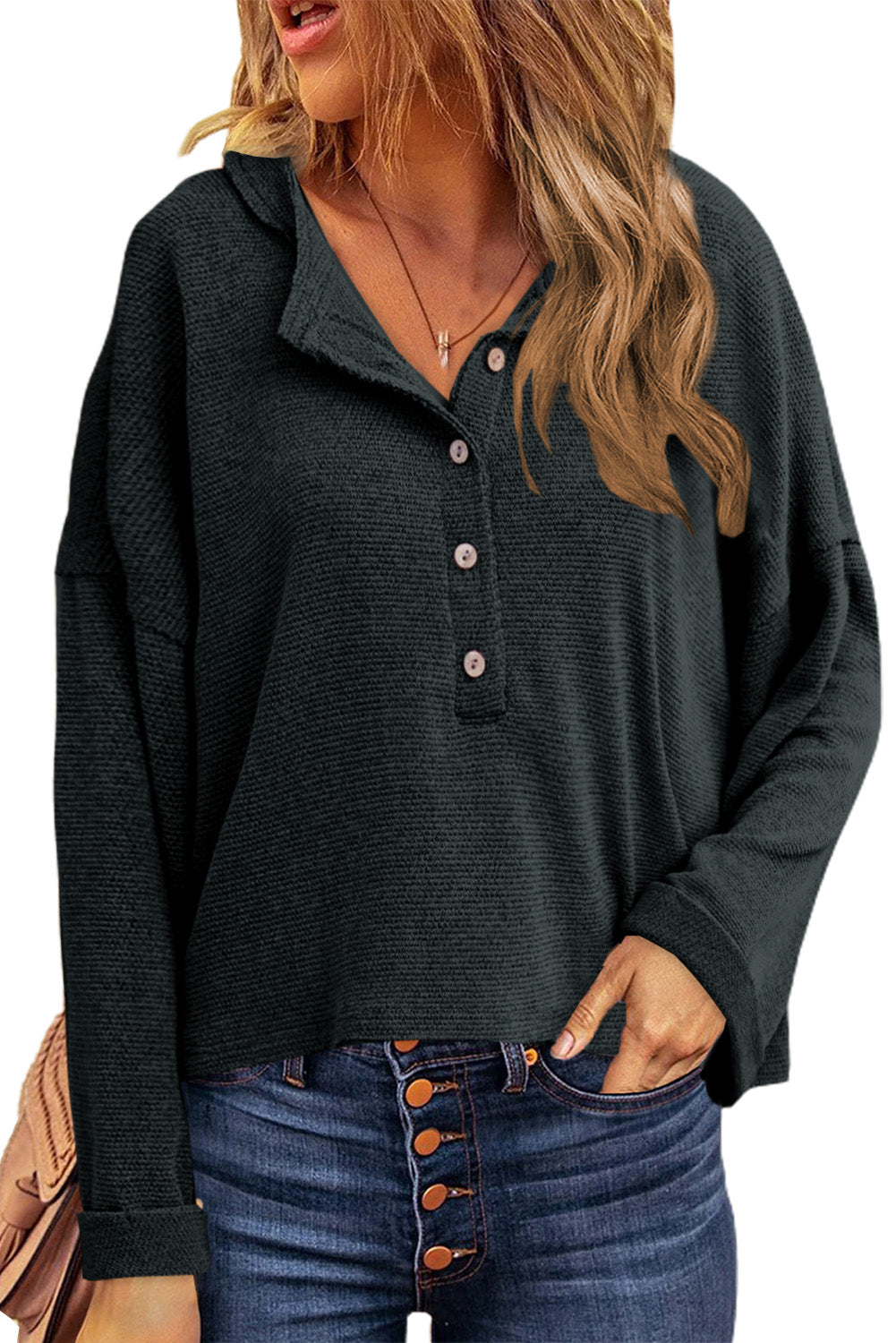 Gray Buttoned Loose Long Sleeve Shirt