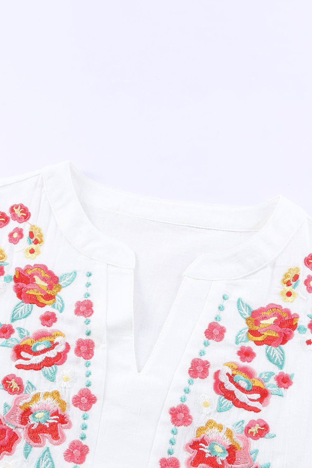 Black Floral Embroidered Ruffled Puff Sleeve Blouse