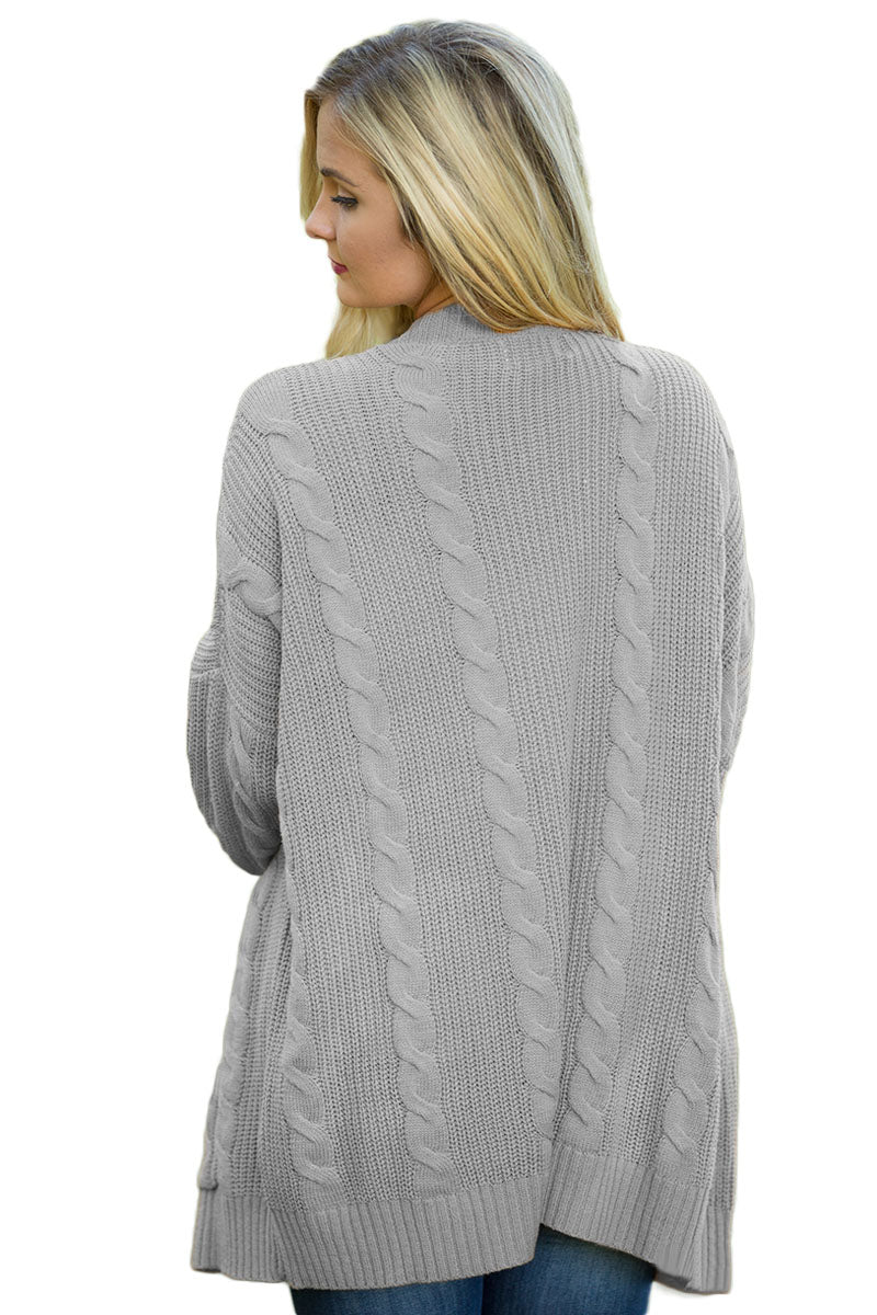 Gray Knit Texture Long Cardigan