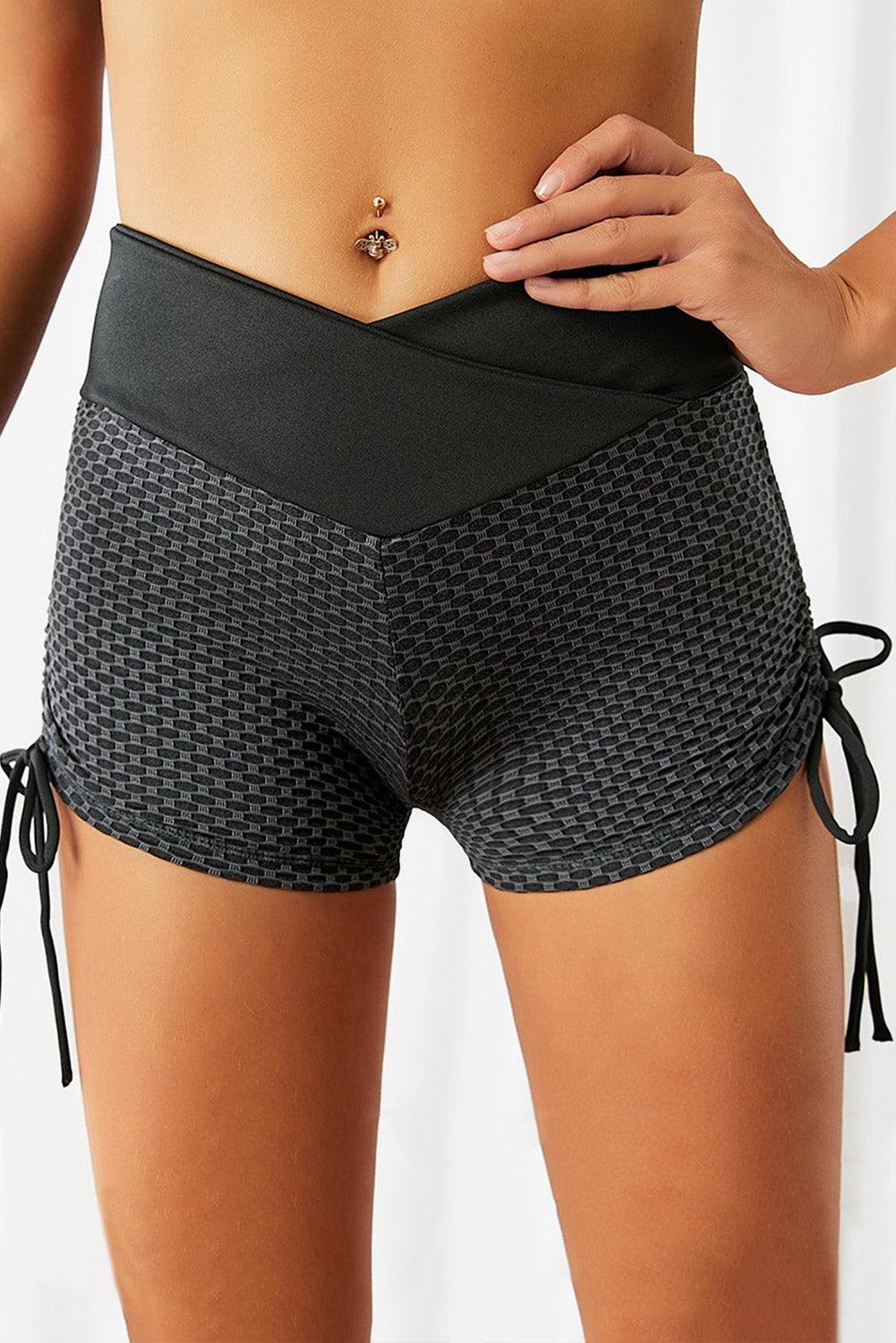 Side Drawstring Anti Cellulite High Waist Scrunch Butt Lift Shorts