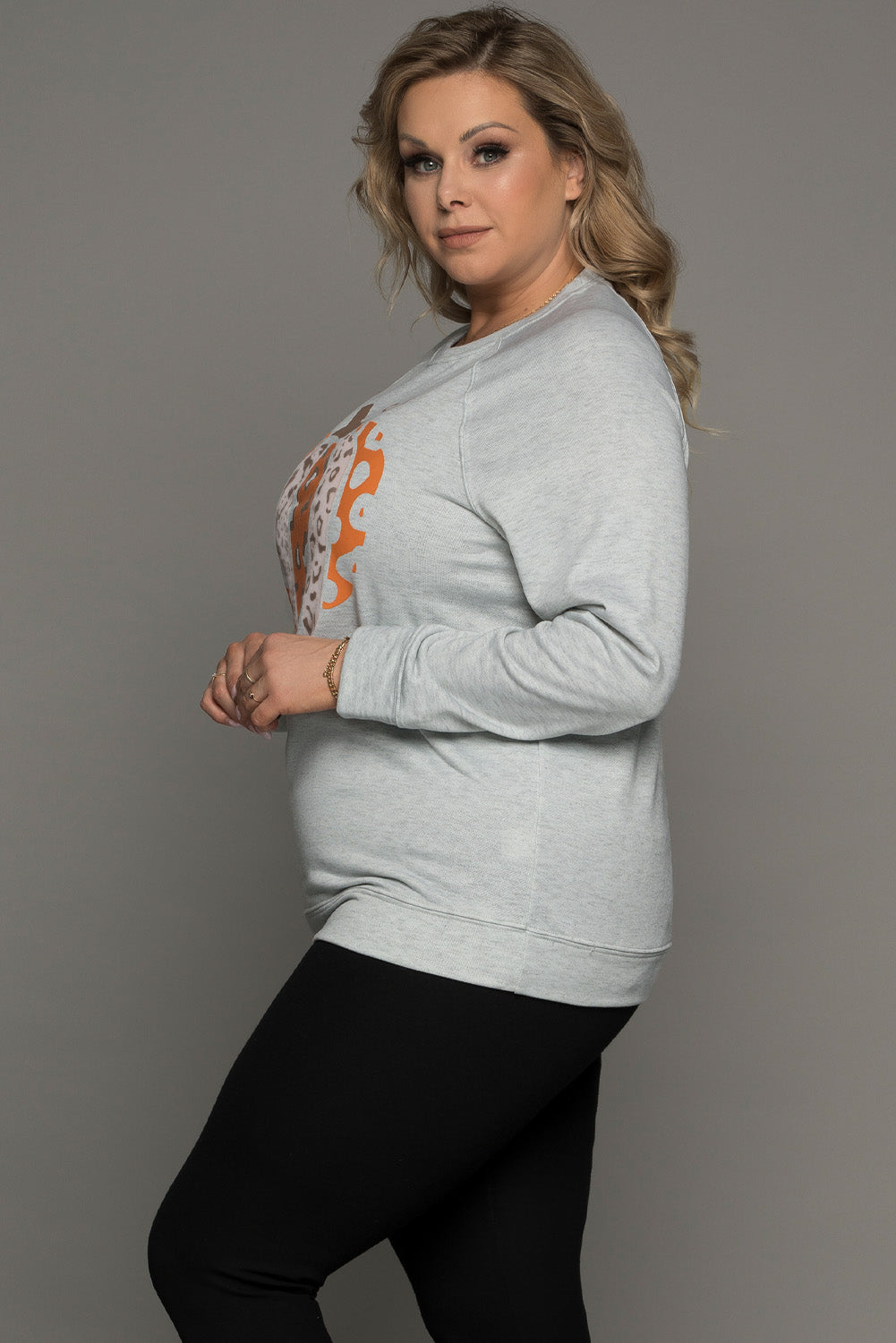 Halloween Pumpkin Leopard Print Plus Size Sweatshirt