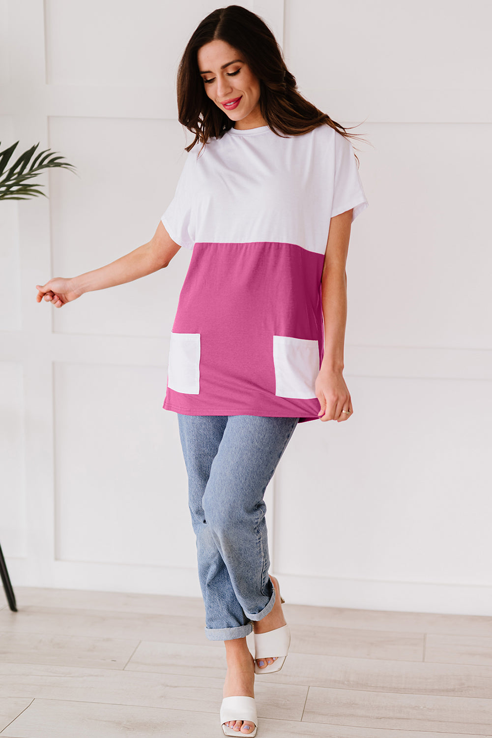 Rose Colorblock Pocketed Mini Dress