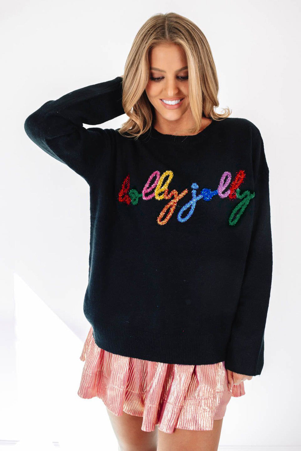 Red Dahlia Holly Jolly Round Neck Casual Sweater