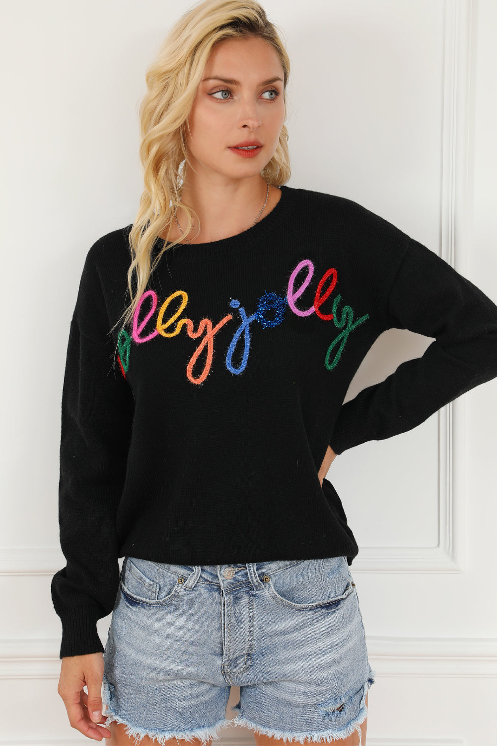 Red Dahlia Holly Jolly Round Neck Casual Sweater