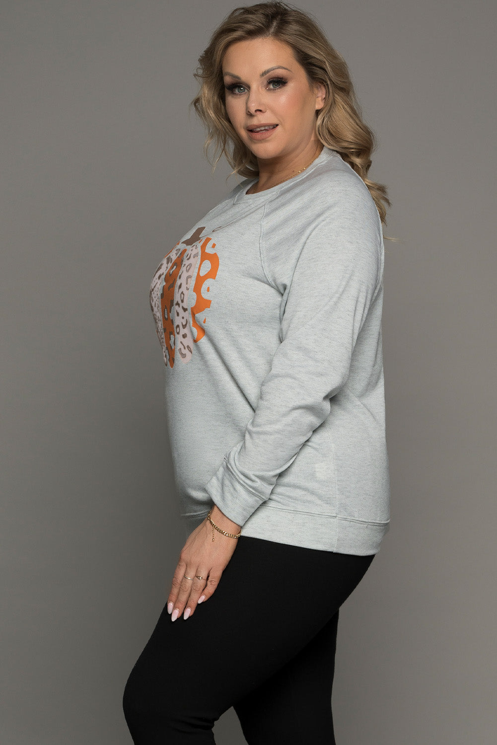 Halloween Pumpkin Leopard Print Plus Size Sweatshirt