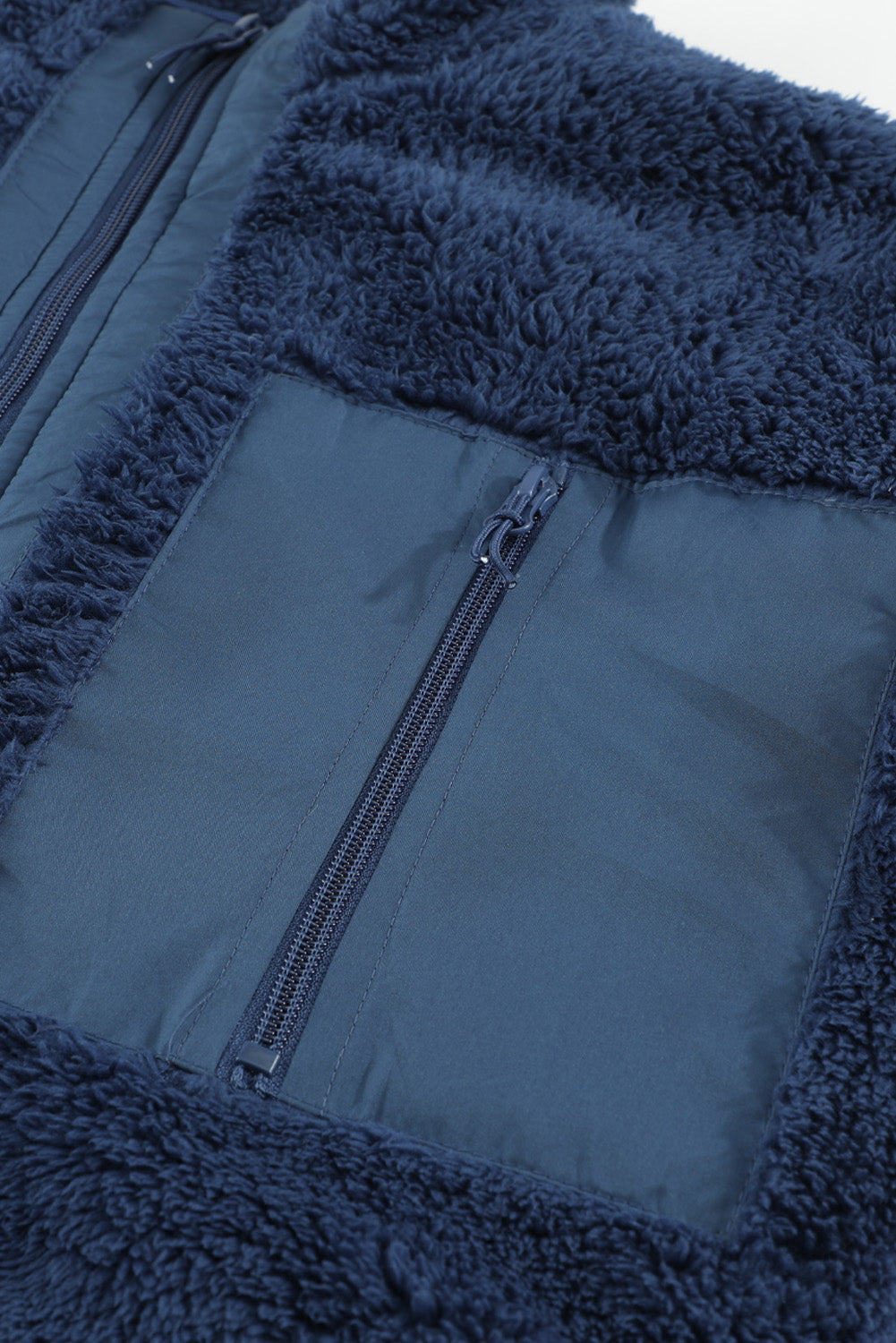 Gray Zip Up Sherpa Coat with Pocket