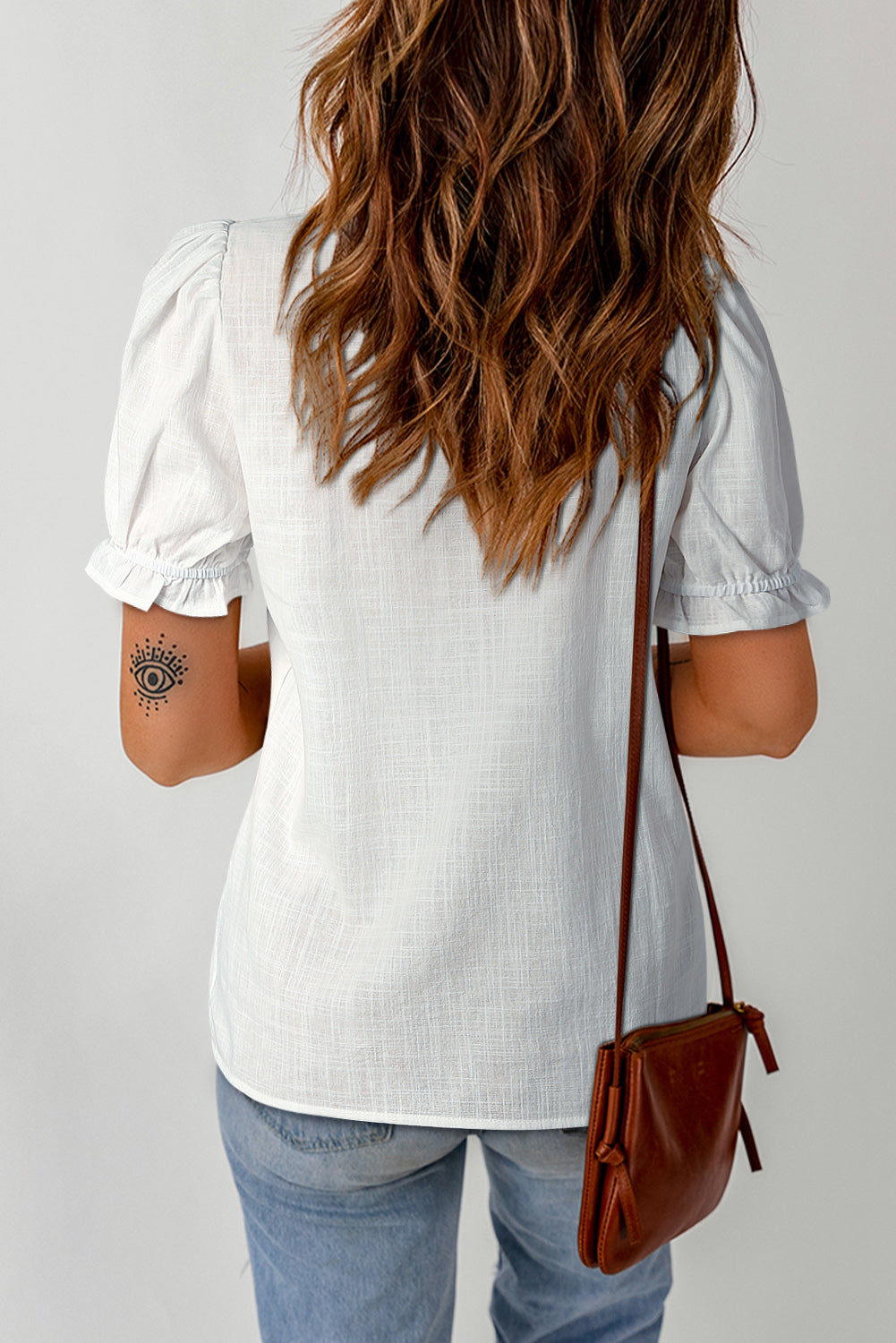 Black Floral Embroidered Ruffled Puff Sleeve Blouse