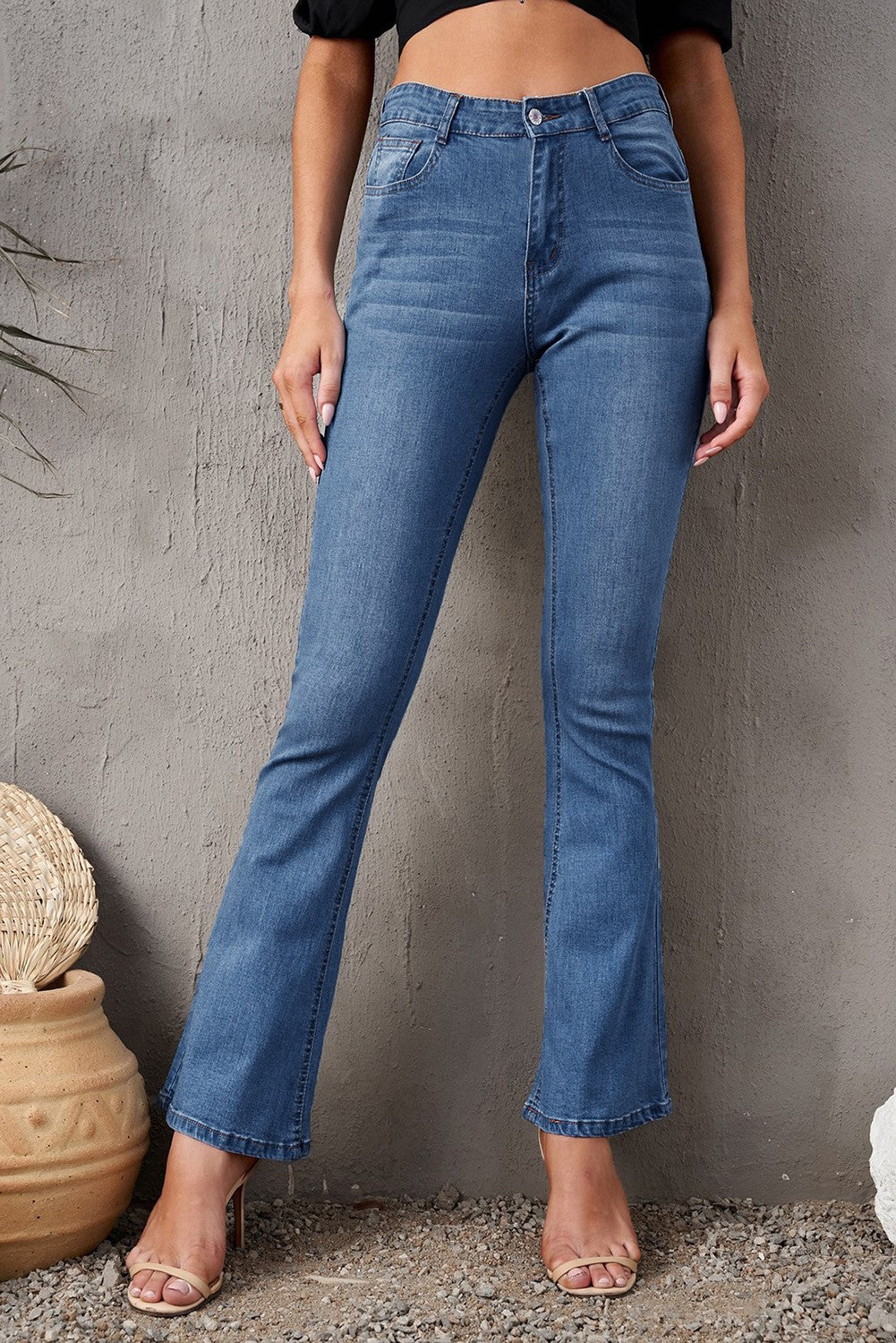 Medium Blue Wash Vintage Wide Leg Jeans