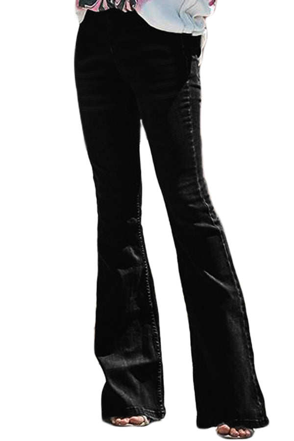 Medium Blue Wash Vintage Wide Leg Jeans