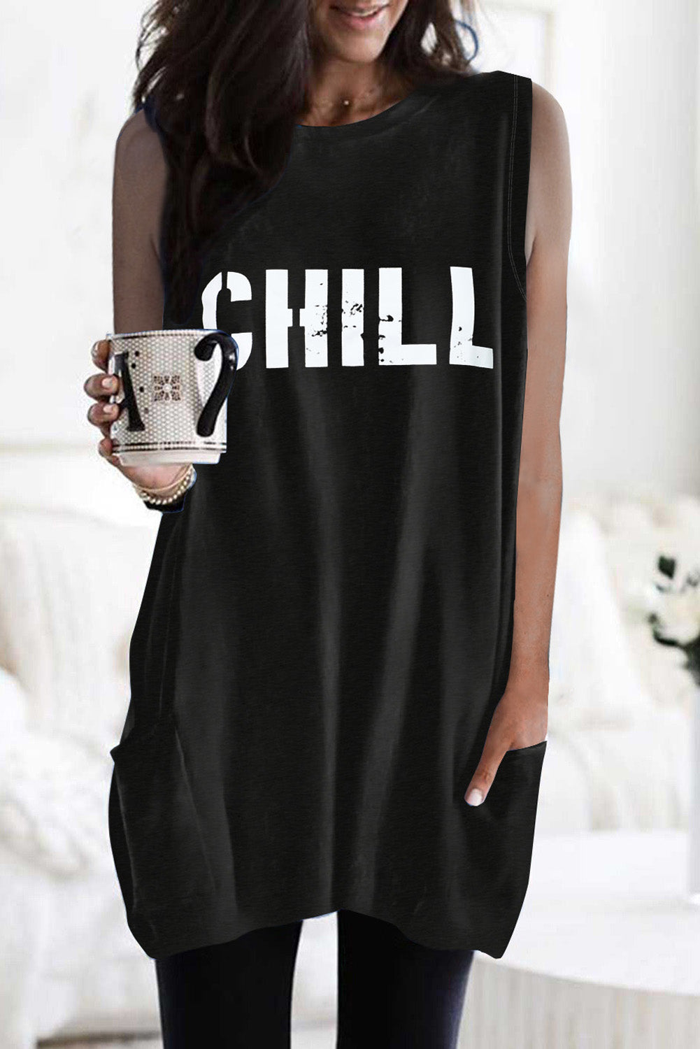 Stay golden Letters Graphic Tank with Pockets