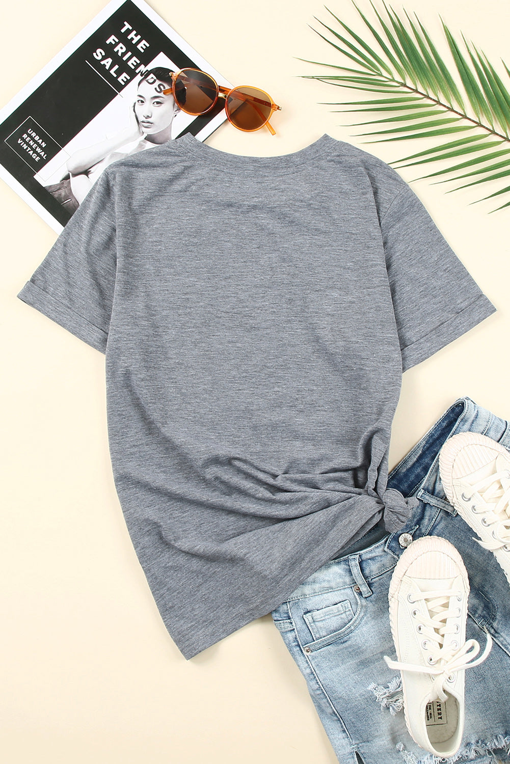 CASH Letter Print Short Sleeve T Shirt