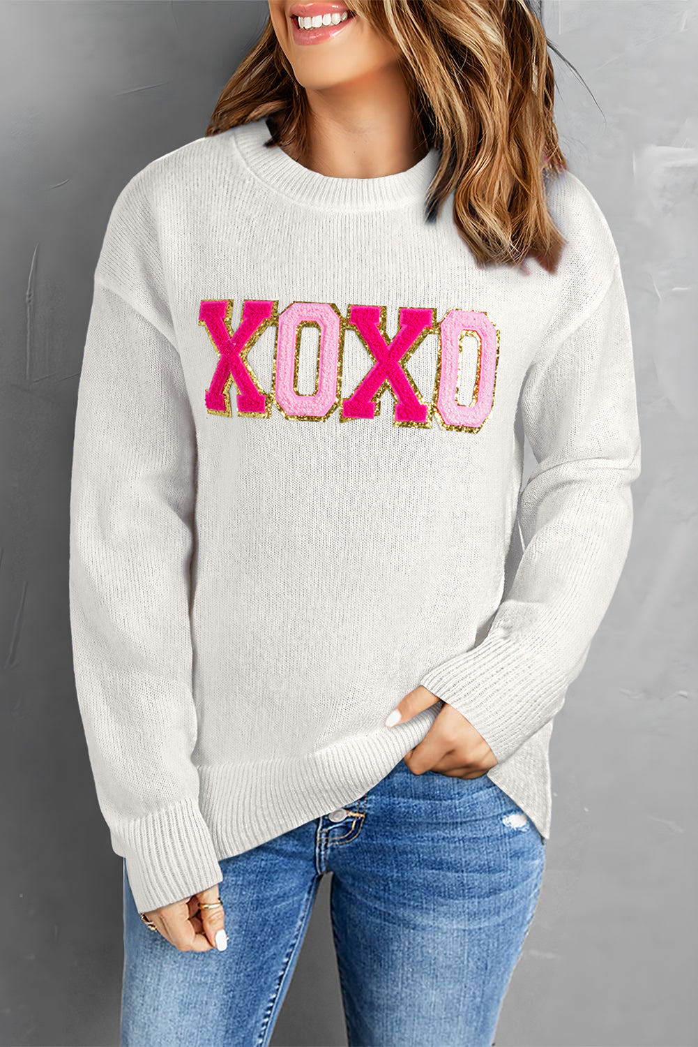 Red Dahlia Holly Jolly Round Neck Casual Sweater