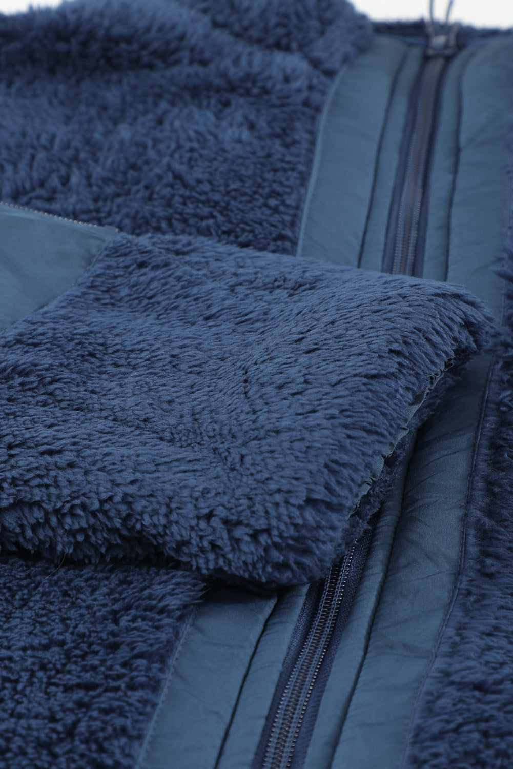 Gray Zip Up Sherpa Coat with Pocket