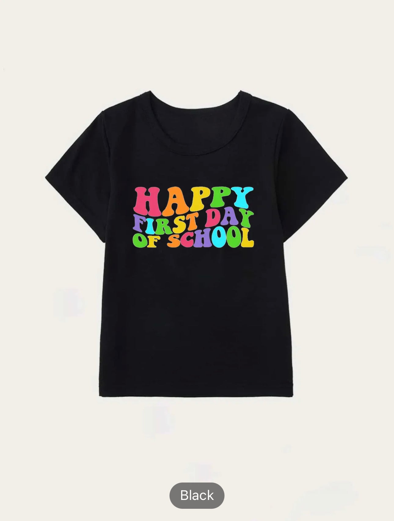 Rainbow Happy First Day Of School Letter Print Boys Creative T-shirt, Casual Lightweight Comfy Short Sleeve Crew Neck Tee Tops, Kids Clothings For Summer