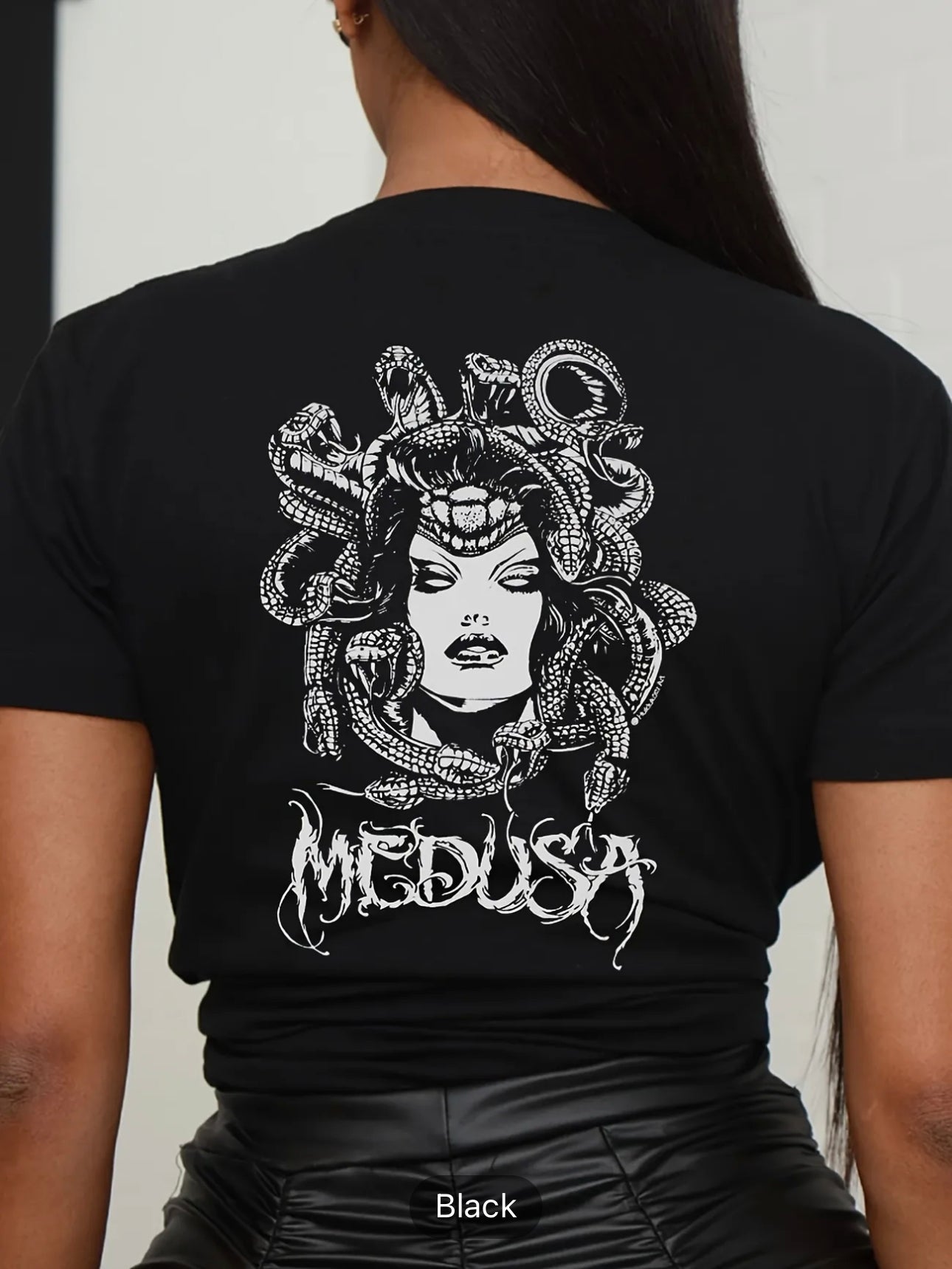 Medusa Graphic Print T-shirt, Casual Crew Neck Short Sleeve Summer T-shirt, Women's Clothing