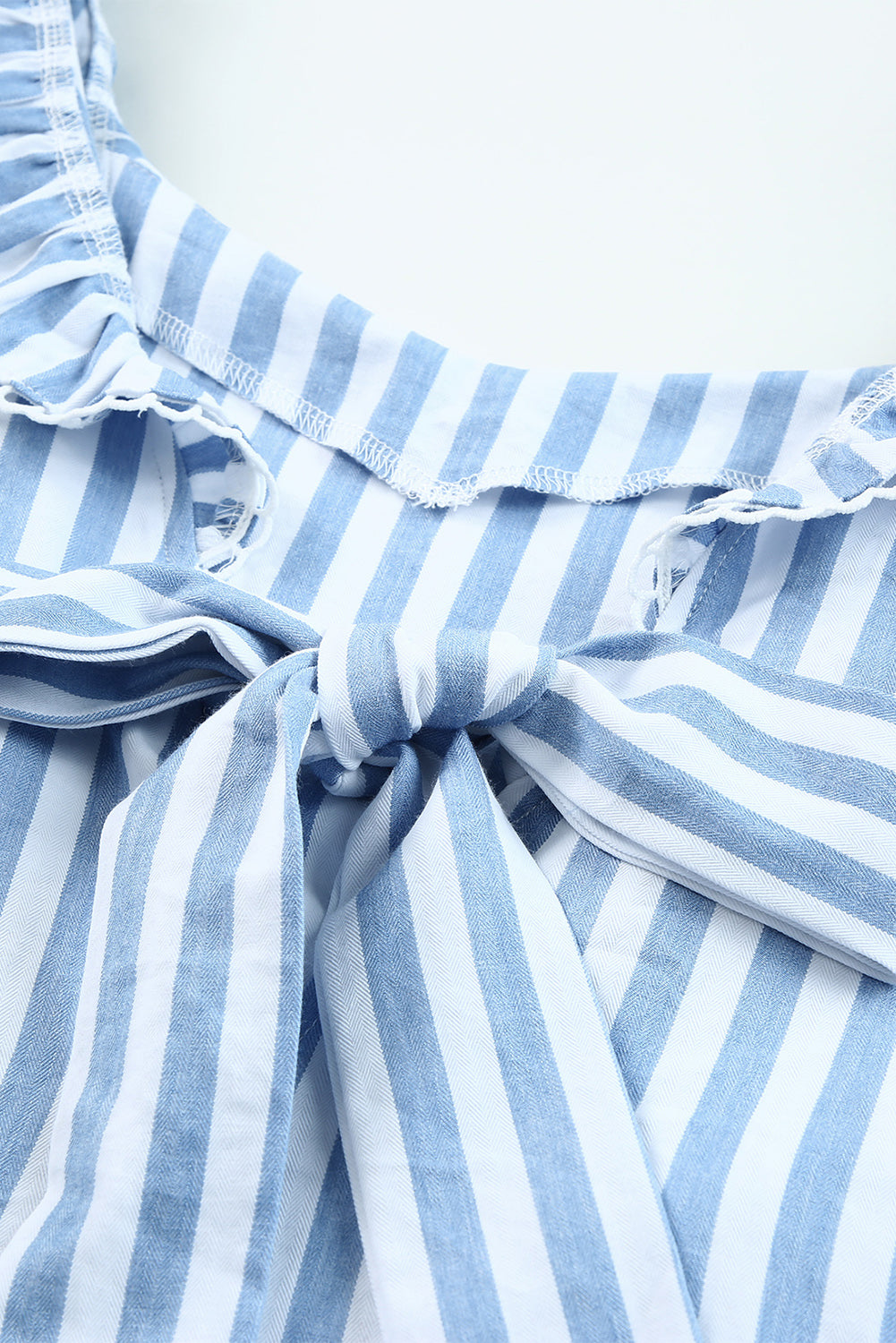 Striped Tie Back Ruffle Trim Tank Top