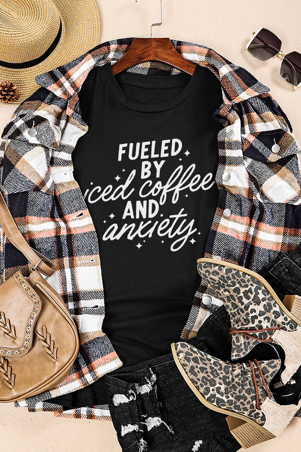 FUELED BY iced coffee AND anxiety Graphic Tee
