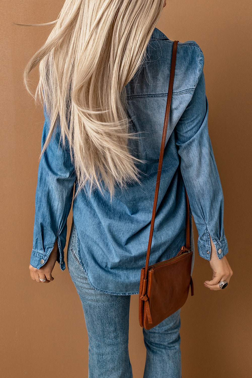 Vintage Washed Snap Button Denim Shirt